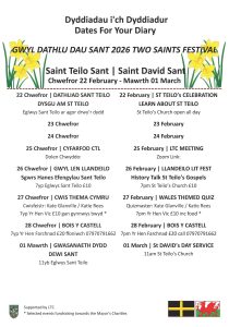 Our annual Two Saints Festival returns to Llandeilo from 22 February to 1 March