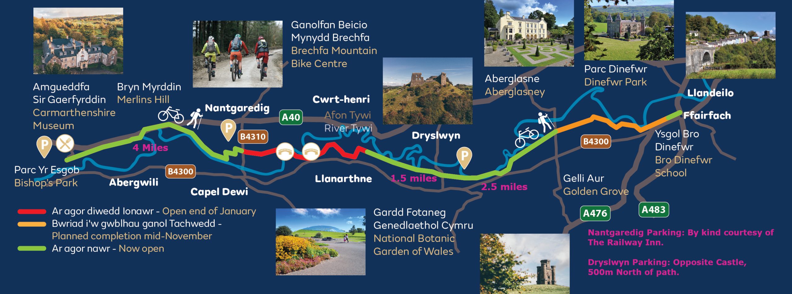 Tywi valley cycle path map