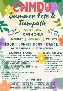 Saturday 27th June
Cwmdu Summer Fete and Twmpath