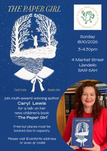 The Paper Girl at Noisy Newt Books in Llandeilo on 18th October