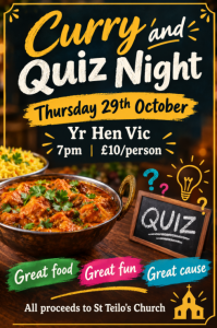 Curry and Quiz night yr Hen Vic