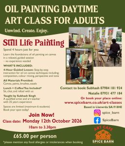 Monday 12th October is our second Still Life Oil Painting Class