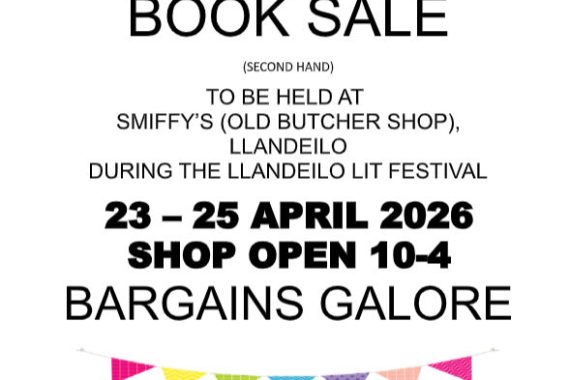 Book sale (second hand) To be held at smiffy’s (old butcher shop), llandeilo. During the llandeilo lit festival