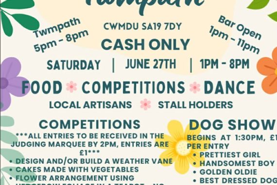 Saturday 27th June Cwmdu Summer Fete and Twmpath